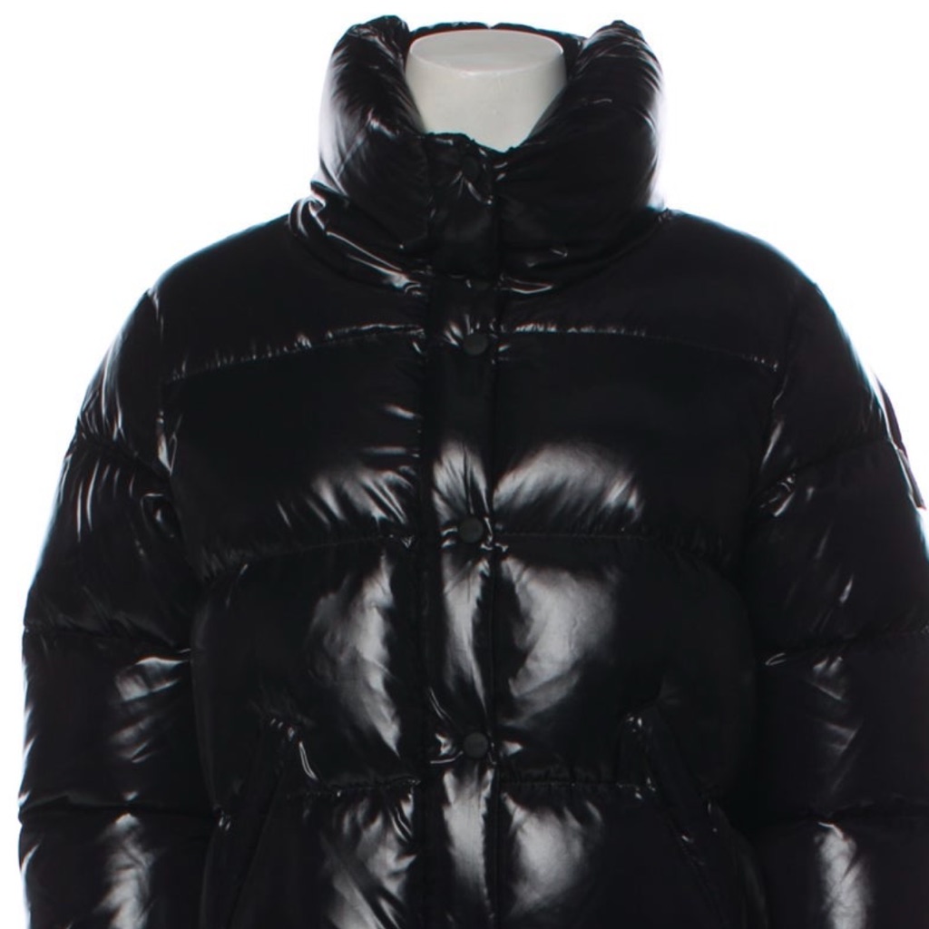 Description Sam. Down Jacket Black Stand Collar Zip Pockets&Zip Clisure